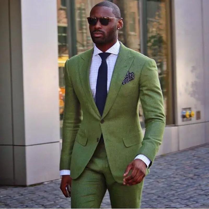 X Men Grooming - Legergroen Linnen Kostuum Homme Casual Mannen