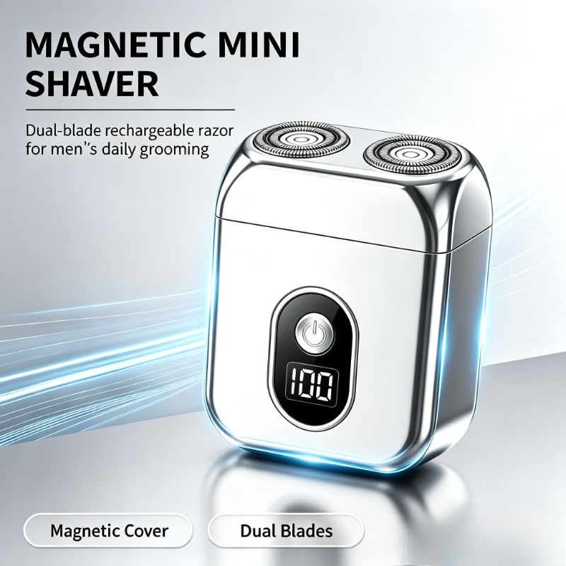 Men Grooming Home - Dubbelbladige waterdichte magnetische mini-elektrische scheerapparaat, oplaadbaar,